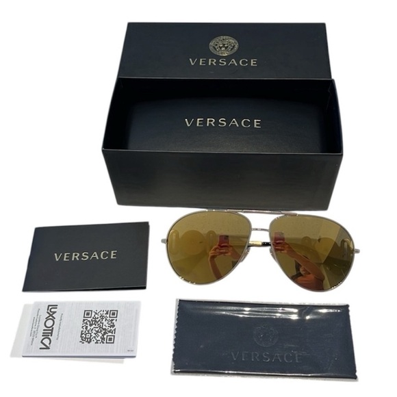 Versace 100% Authentic Gold Aviator Sunglasses - Picture 10 of 10